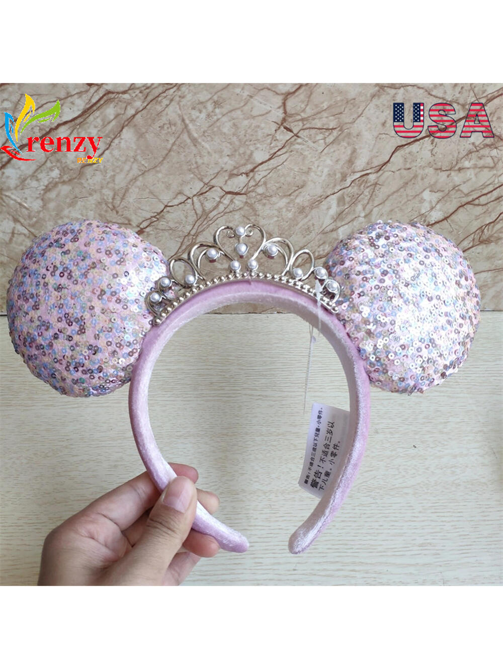 Minnie Mouse Ears Disney Parks Tiara Sequin Princess Crown Headband